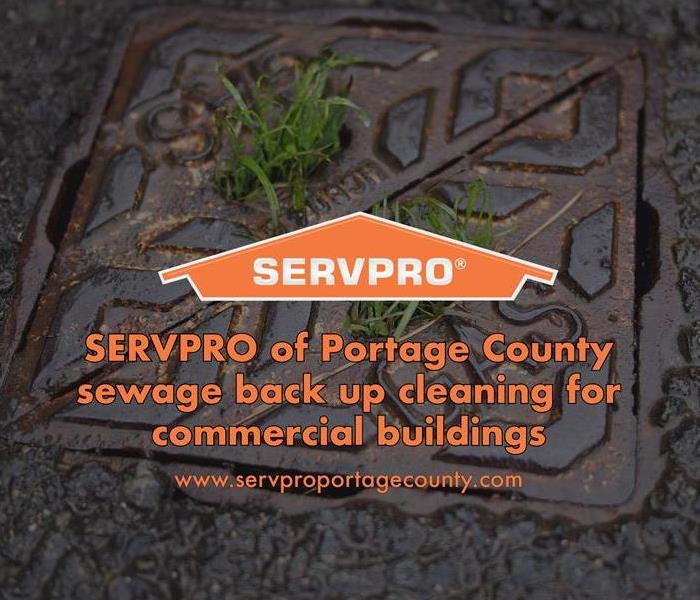 Orange SERVPRO  house logo on dark image with a sewer. 